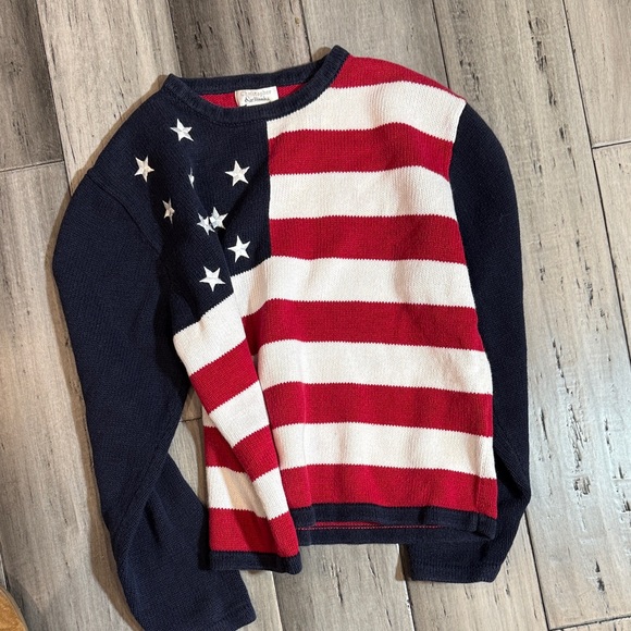Christopher & Banks Sweaters - VTG Christopher & Banks woman American Flag Crewneck Sweater -Red, White & Navy